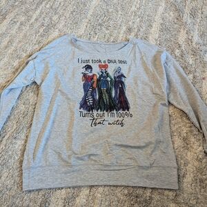 Gray Graphic Sweatshirt with Witch Design